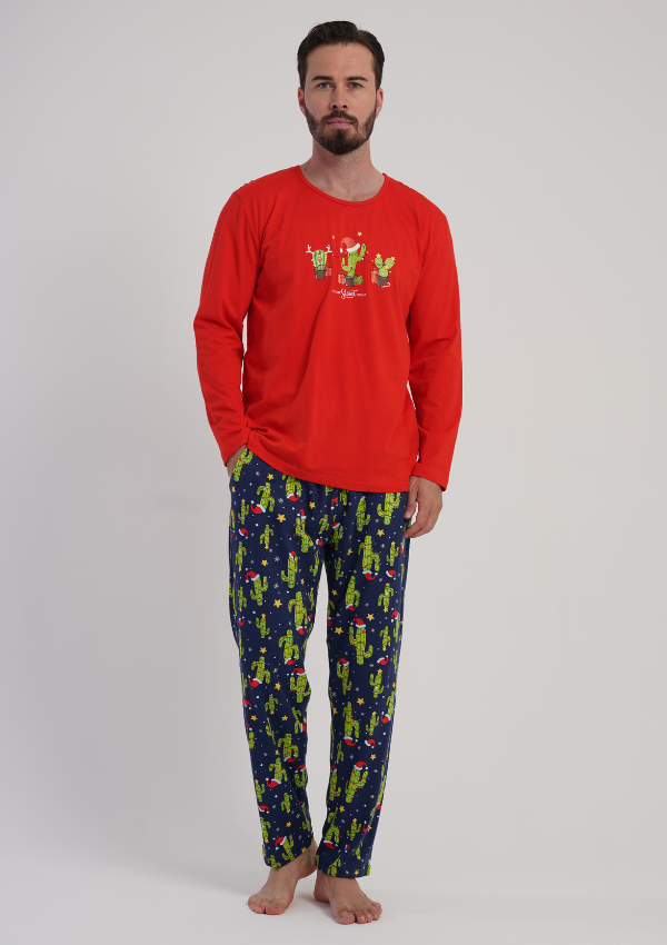 Piżama Męska Vienetta Winter Time, Czerwony, r. S-XL