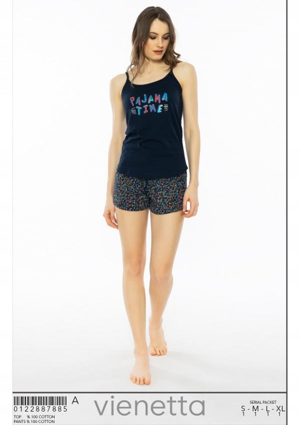 Piżama Damska Vienetta, Pajama Time, Granatowa, r. S-XL