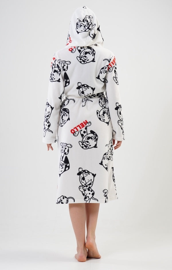 Szlafrok damski Vienetta, Hello Dogs, Biała, r. S-XL