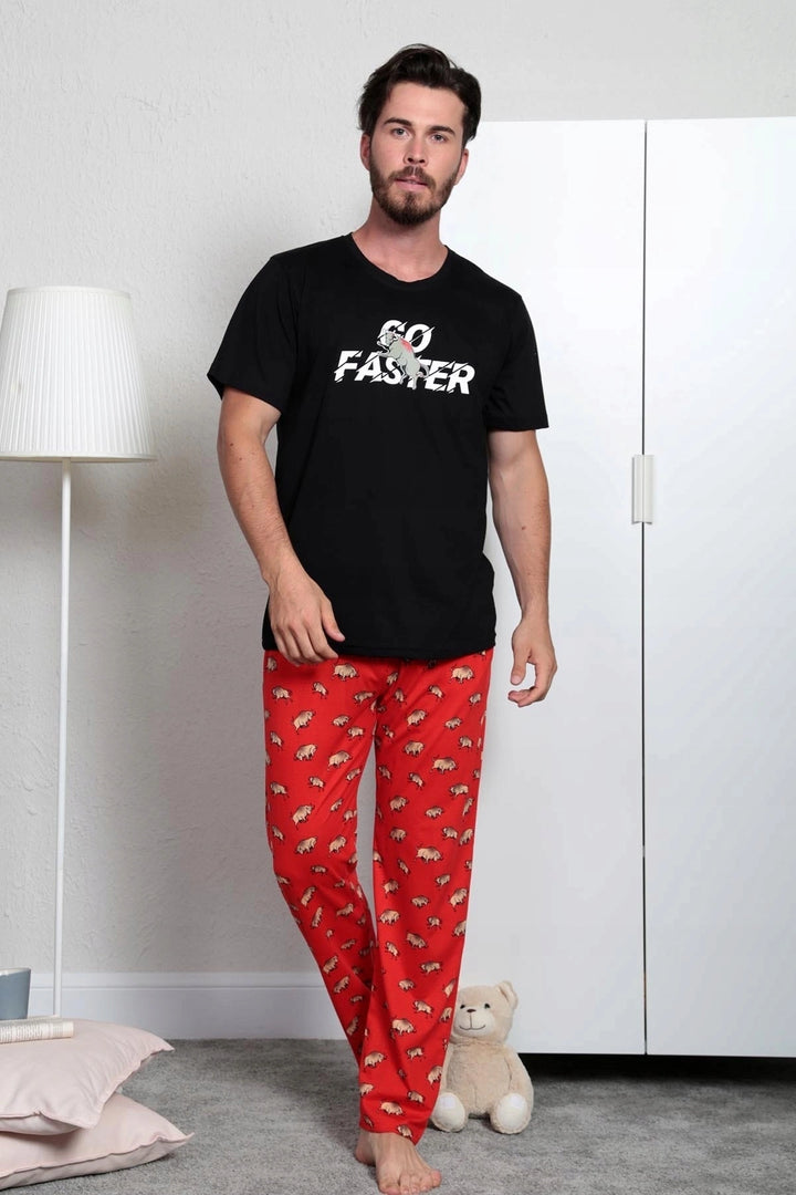 Piżama Męska Vienetta Go Faster, Czerwony, r. S - XL