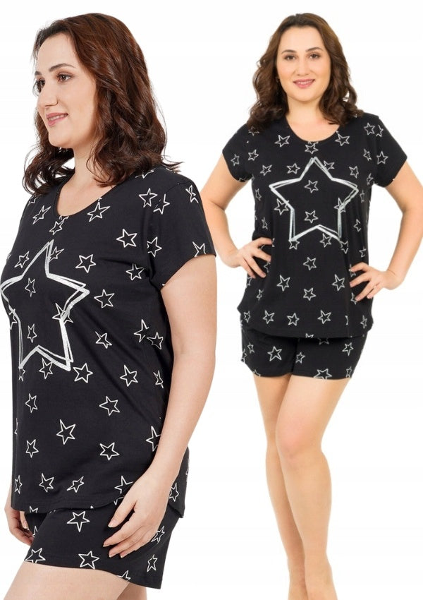 Piżama Damska Vienetta Starry Night, czarna, r. 1XL-4XL