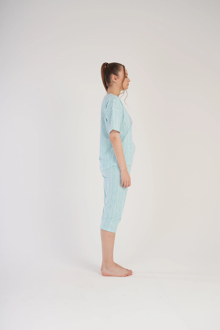 Piżama Damska Vienetta Soft Night Delight, biało-zielona, r. S-XL image 3