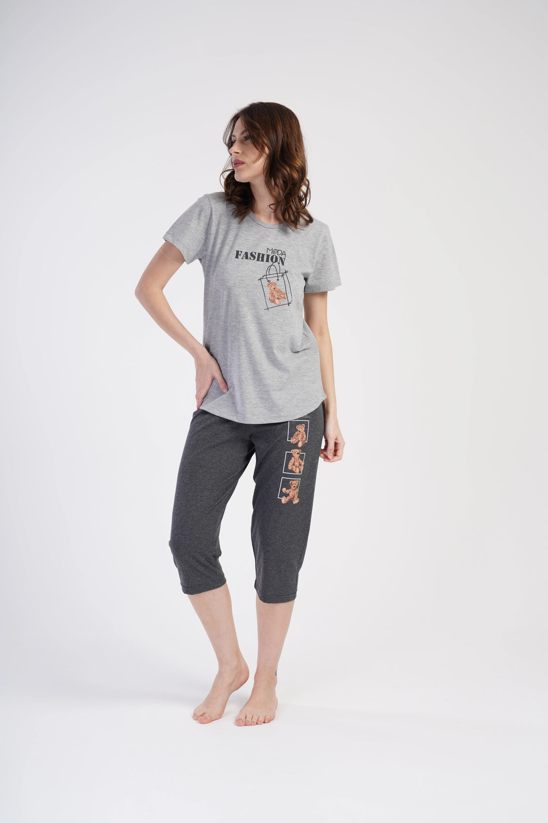 Piżama Damska Vienetta Top Fashion, Grafitowy/Szary, r. M-XXL image 2