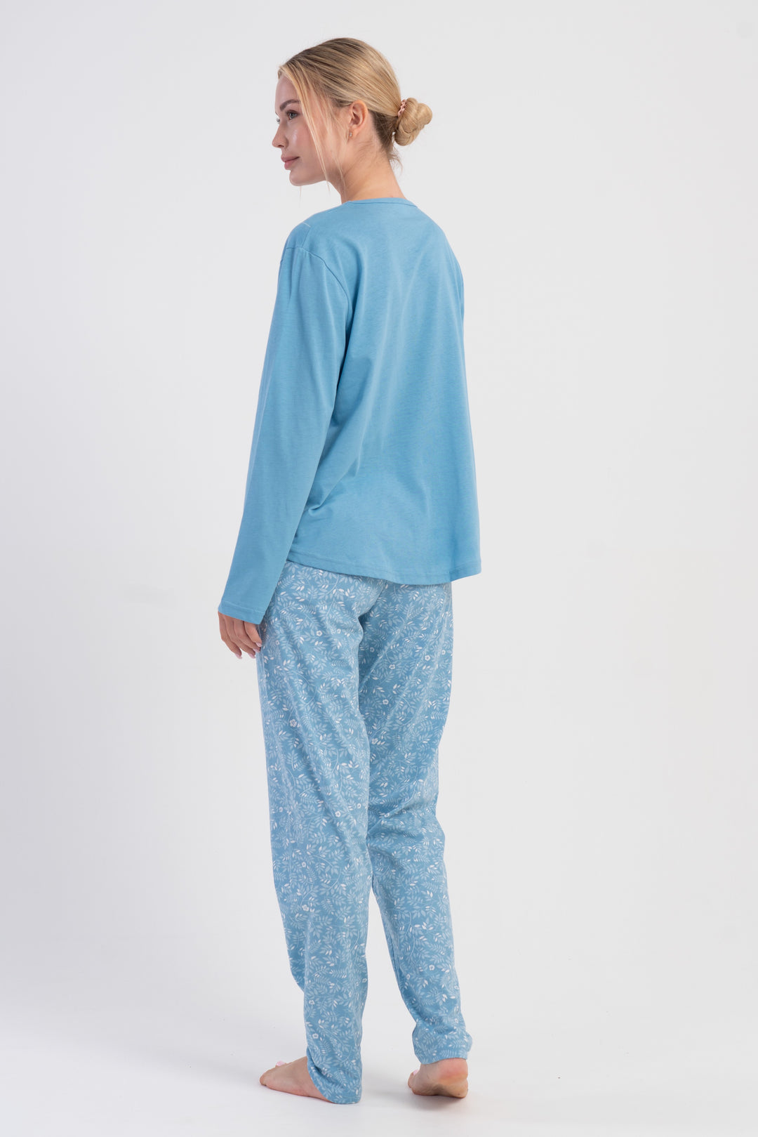 Piżama Damska Vienetta Blue Garden, Niebieski, r. 1XL-4XL