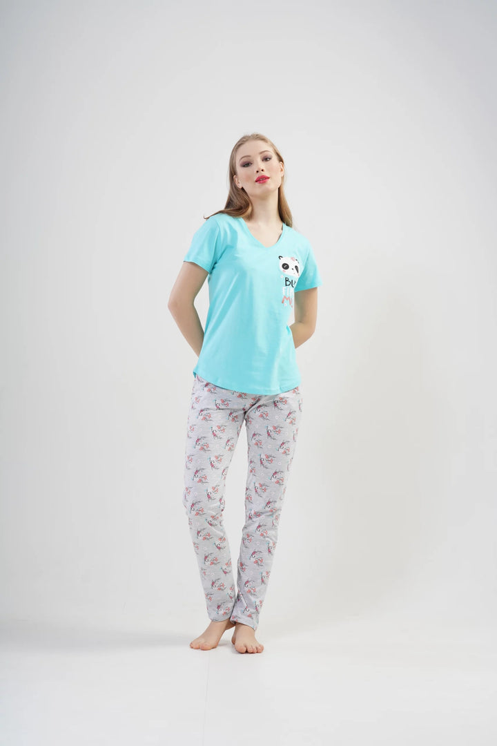 Piżama Damska Vienetta First Milk Blue, niebiesko-szara, r. S-XL image 3