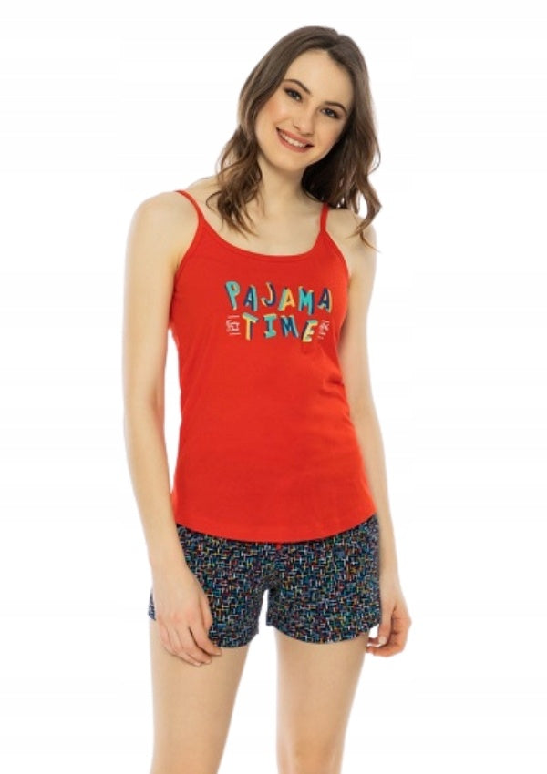 Piżama Damska Vienetta, Pajama Time, Czerwony, r. S-XL