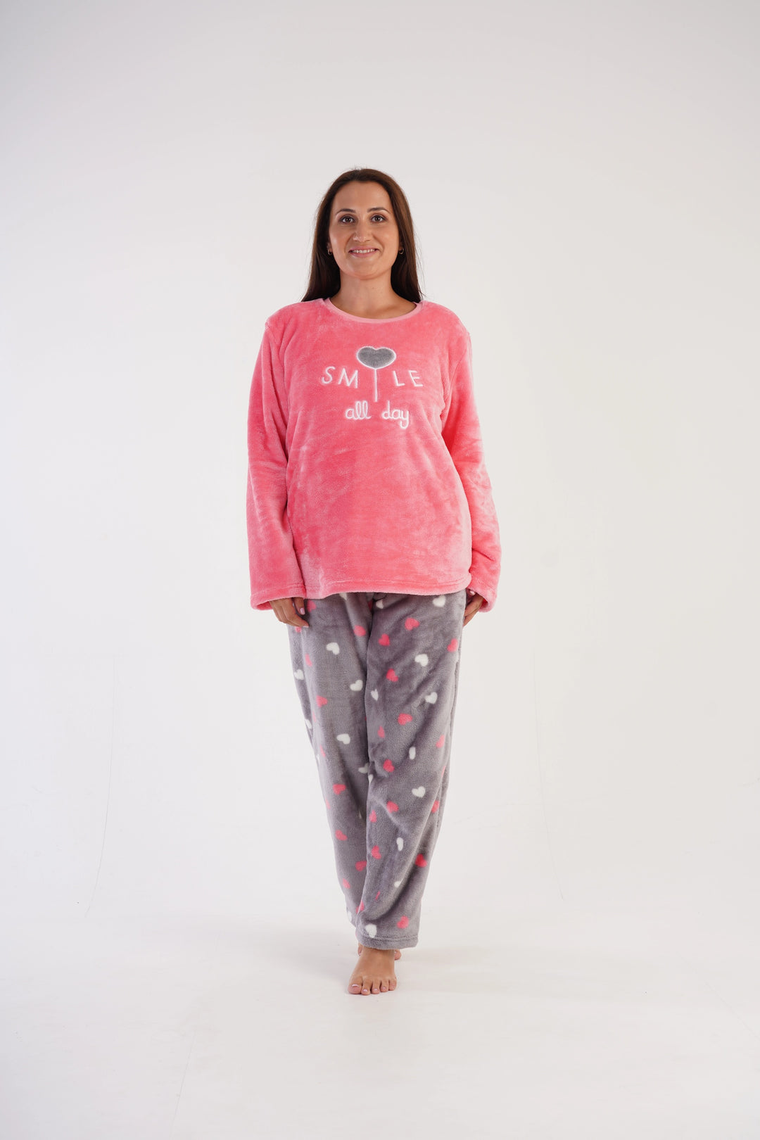 Piżama Damska Softowa Vienetta Plushy Pinki, różowo-szara, r. 1XL-4XL image 0