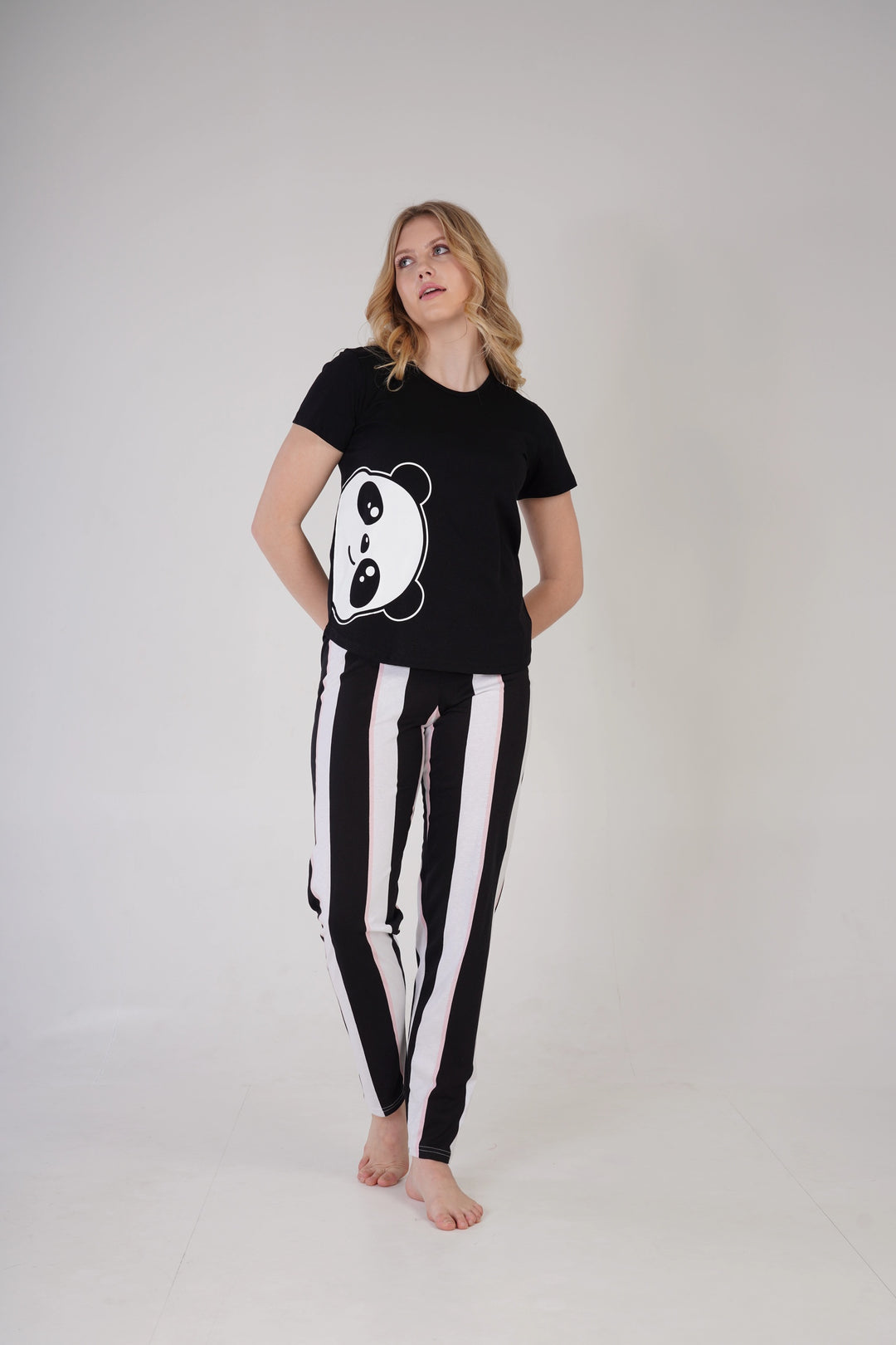 Piżama Damska Vienetta Panda Haven, czarna, r. S-XL image 2