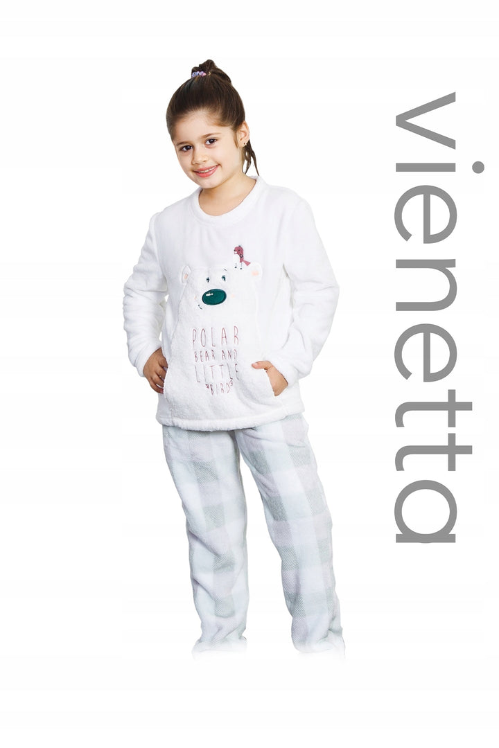 Piżama Dziewczęca Vienetta, Polar Bear, Biała, r. 128-164