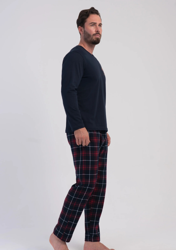 Piżama Męska Vienetta Navy Heritage, Granatowy, r. M-XXL