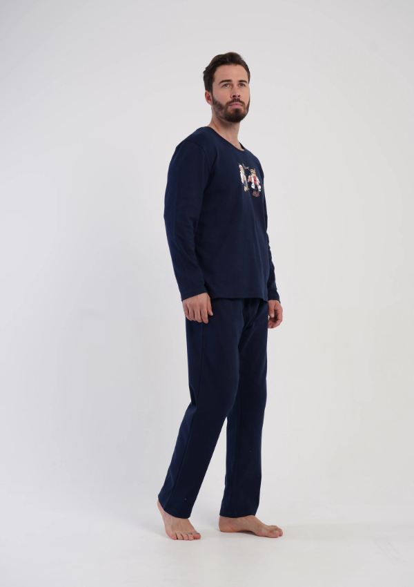Piżama Męska Vienetta Re Sleep, Granatowy, r. M-XXL