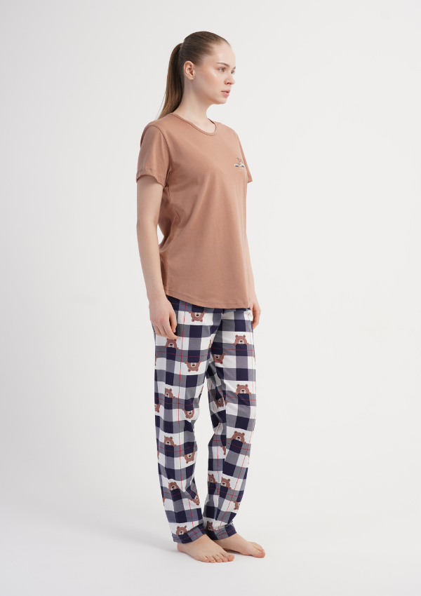 Piżama Damska Vienetta Soft Bear, Beżowy, r. S-XL