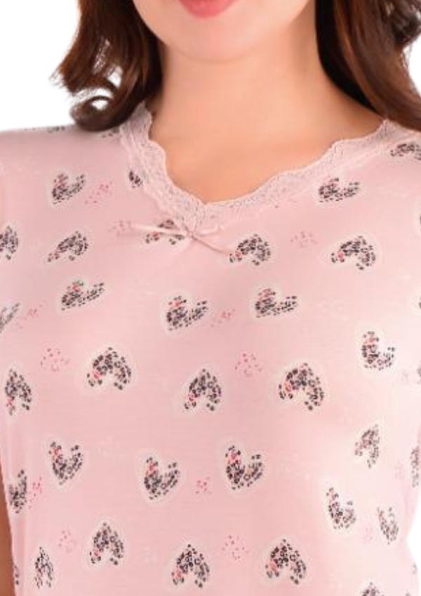 Piżama damska Pink Hearts Comfort, Różowy, r. M - 3XL