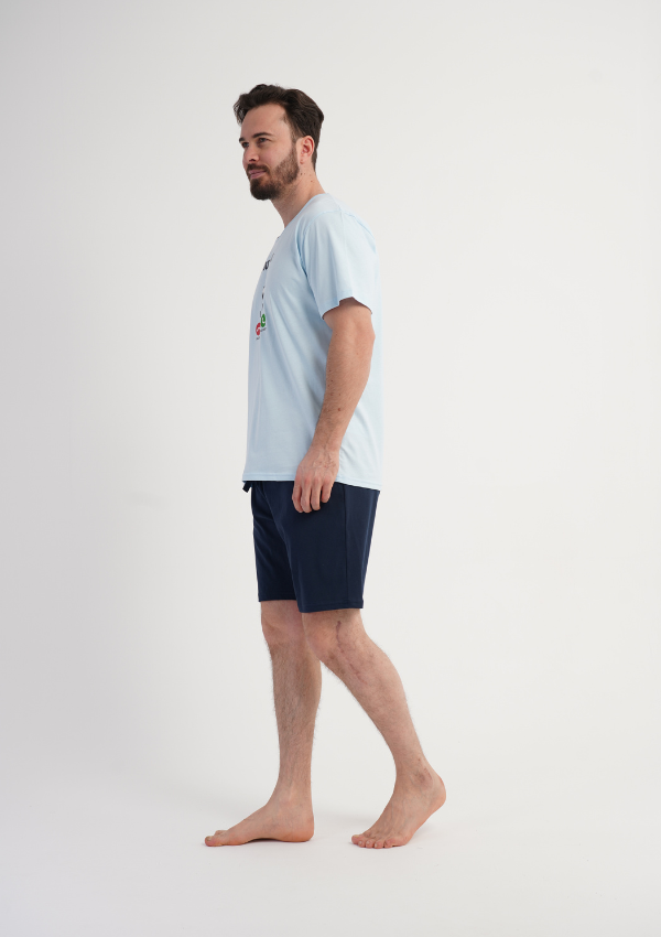 Piżama Męska Vienetta Blue Match, Niebieski, r. 1XL-4XL