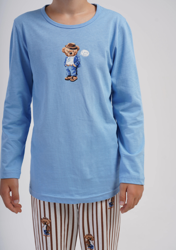 Piżama chłopięca Vienetta Funny Bear, Niebieska, r. 128-158
