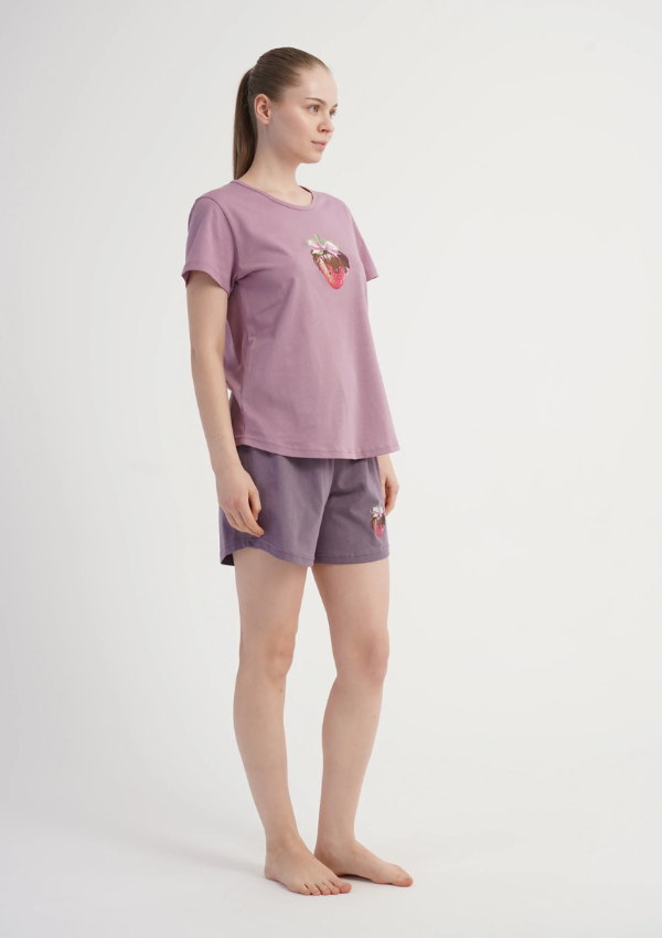 Piżama Damska Vienetta Berry Choco, Różowy, S -XL
