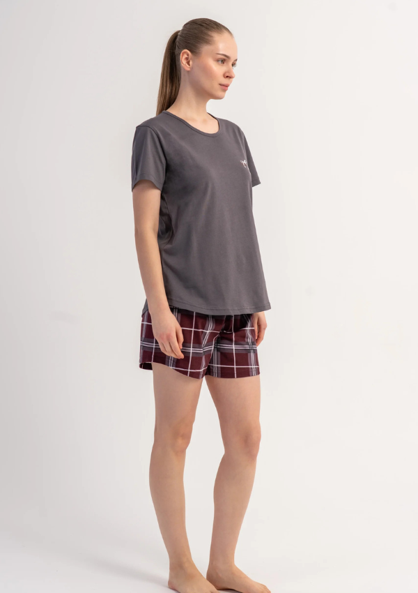 Piżama Damska Vienetta Graphite Check, Szary, M -XXL