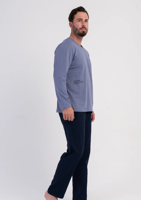 Piżama Męska Vienetta Navy Modern, Niebieski, r. M-XXL