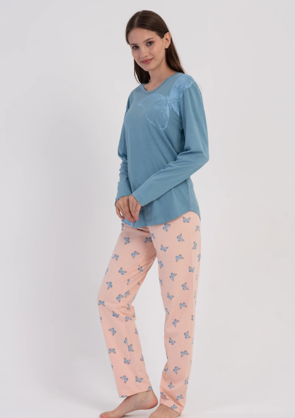 Piżama Damska Vienetta Gentle Butterfly, Niebieski, r. M-XXL