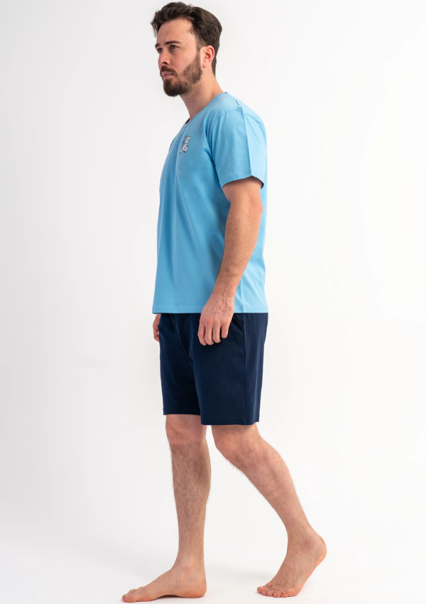 Piżama Męska Vienetta Bear Chill, Niebieski, r. S-XL