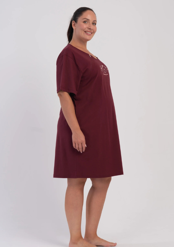 Koszula do Karmienia Vienetta Burgundy Teddy, Bordowy, r. 1XL-4XL