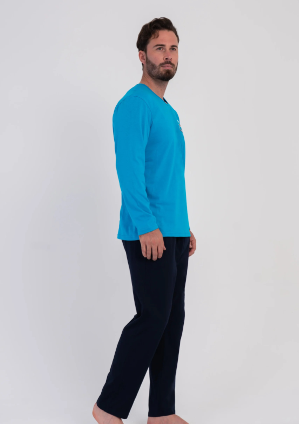 Piżama Męska Vienetta Midnight Drive, Niebieski, r. S-XL