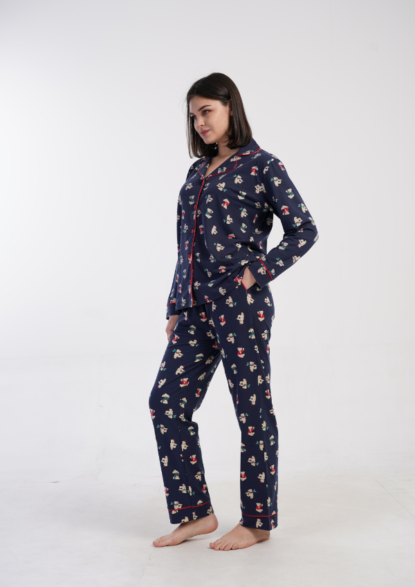 Piżama Damska Vienetta Winter Bears, Granatowy, r. M-XXL