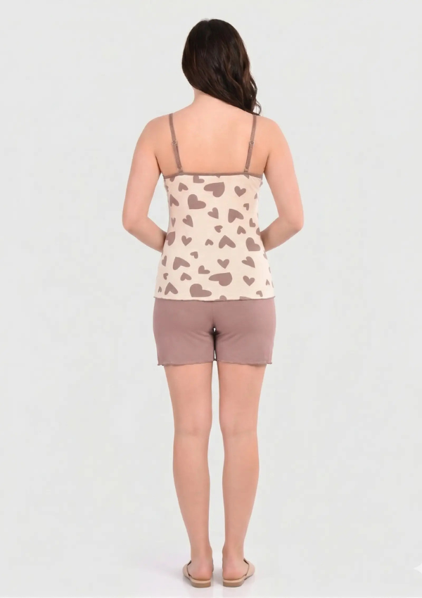 Piżama Damska Cream Hearts, Beżowy, M - 2XL