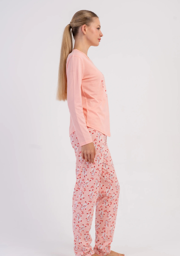 Piżama Damska Vienetta, Pink Snowman, Różowy, r. S-XL