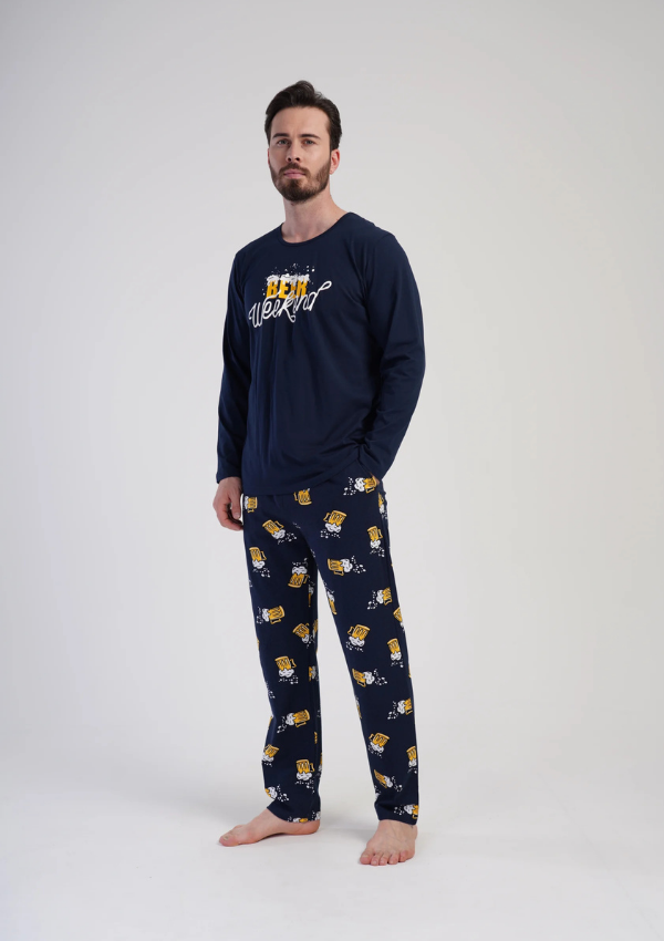 Piżama Męska Vienetta Beer Weekend, Granatowy, r. M-XXL