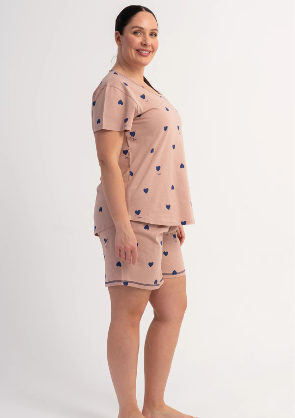 Piżama Damska Vienetta Navy Hearts, Różowy, r. 1XL-4XL