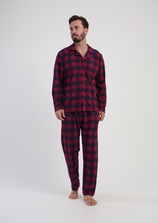 Piżama Męska Vienetta Red Classic, Czerwony, r. S-XXL