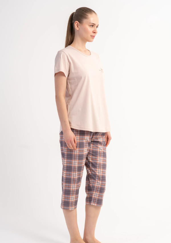 Piżama Damska Vienetta Soft Check, Różowy, r. L-XXL