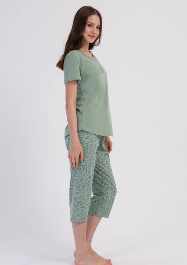 Piżama Damska Vienetta Green Blossom, Zielony, r. M-XXL