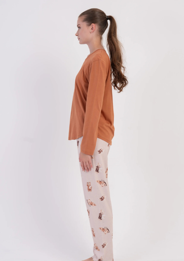 Piżama Damska Vienetta, Teddy Snuggle, Karmelowy, r. S-XL