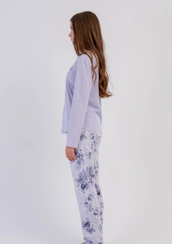 Piżama Damska Vienetta, Lilac Garden, Fioletowy r. M-XXL