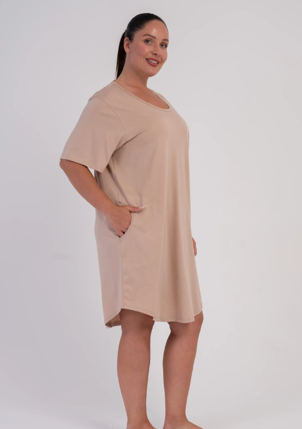 Koszula Nocna Damska Beige Teddy Harmony, Beżowy, r. 1XL - 4XL
