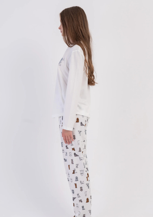 Piżama Damska Vienetta, White Puppy, Biały, r. S-XL