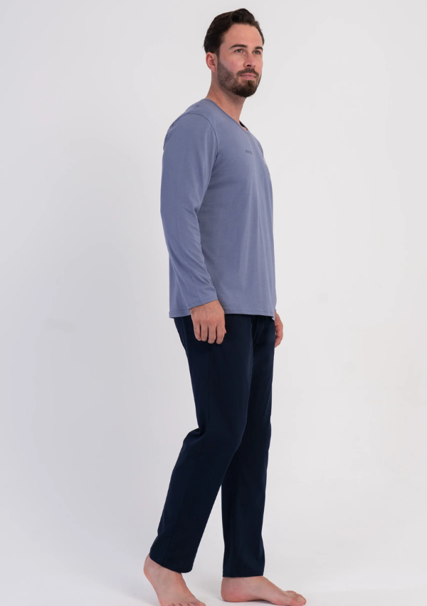 Piżama Męska Vienetta Blue Navy, Niebieski, r. S-XL