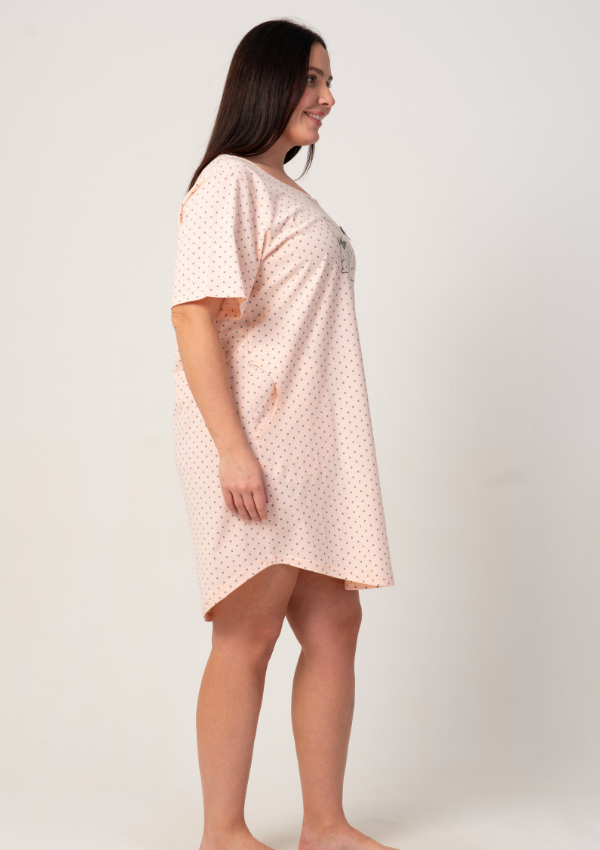 Koszula Nocna Damska Vienetta Cat Comfort, Różowy, r. 1XL - 4XL