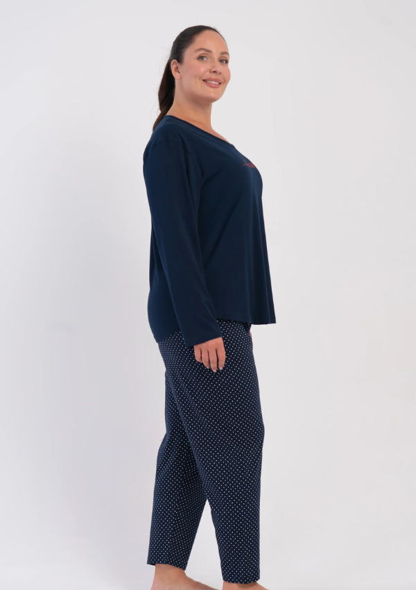 Piżama Damska Vienetta Midnight Polka, Granatowy, r. 1XL-4X