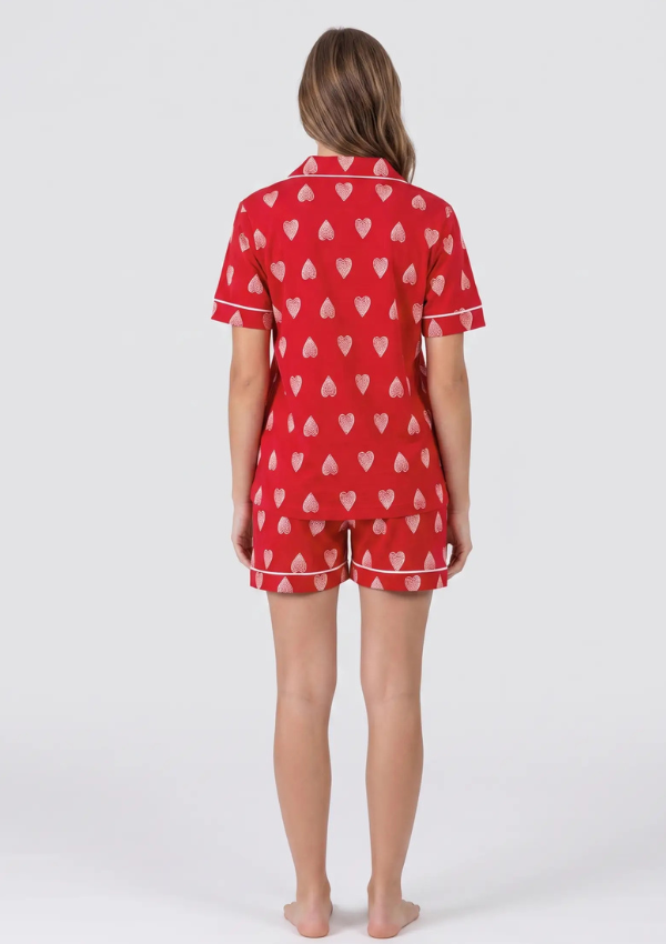Piżama Damska Heart Charm, Czerwony, M-XL