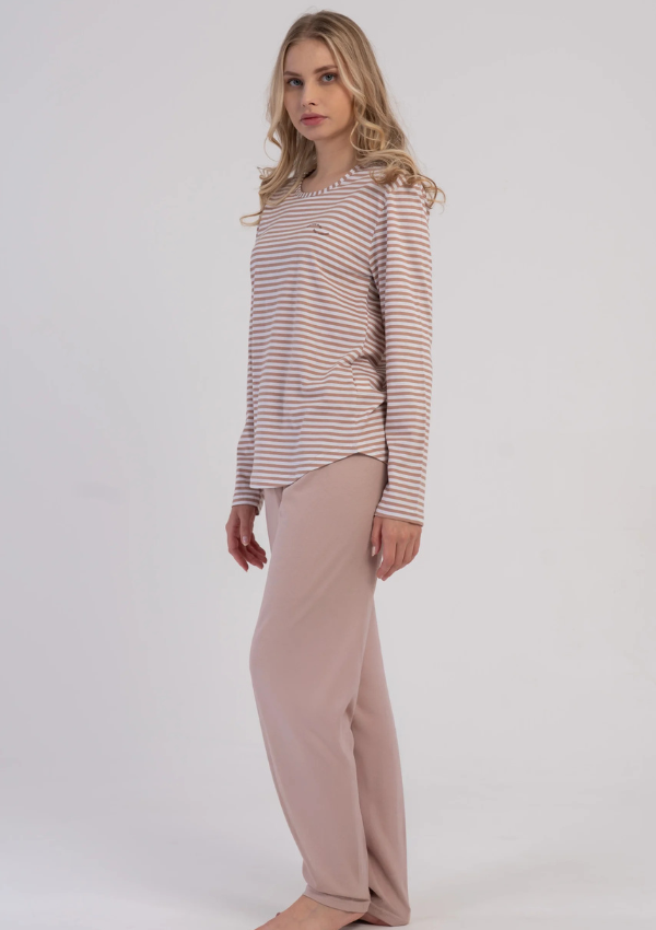 Piżama Damska Soft Stripes, Beżowy, r. M-XXL