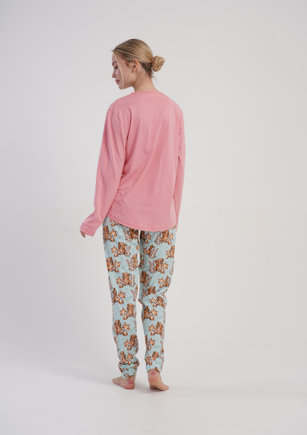 Piżama Damska Vienetta Pink Puppies, Różowy, r. S-XL