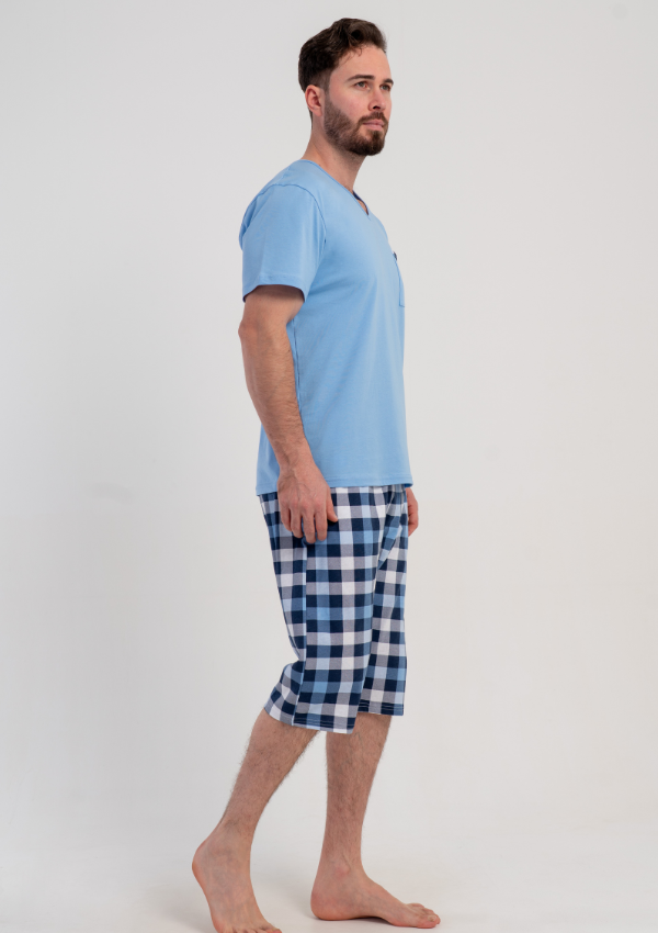 Piżama Męska Vienetta Blue Relax, Niebieski, r. L-XXL