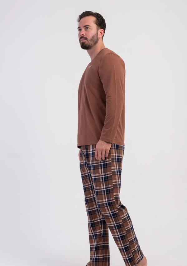 Piżama Męska Vienetta Chestnut Classic, Brązowy, r. M-XXL