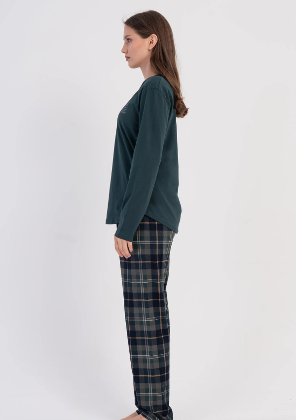 Piżama Damska Vienetta Green Check, Zielony, r. S-XL
