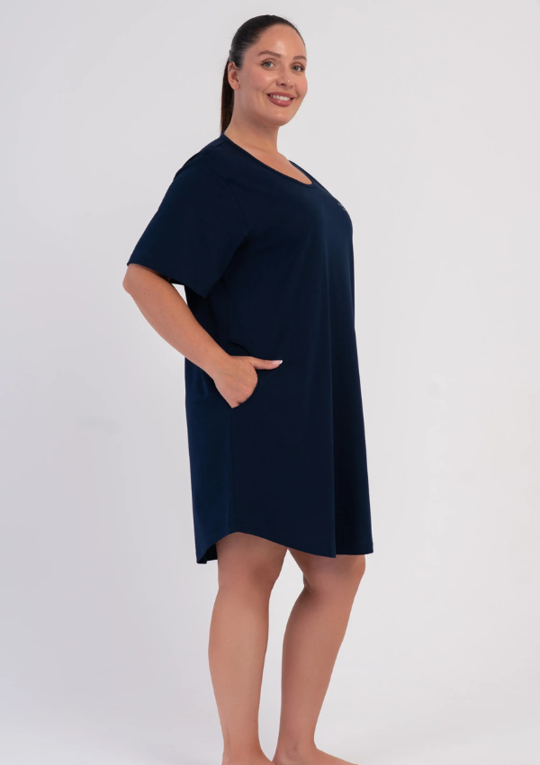 Koszula Nocna Damska Midnight Ease, Granatowy, r. 1XL - 4XL