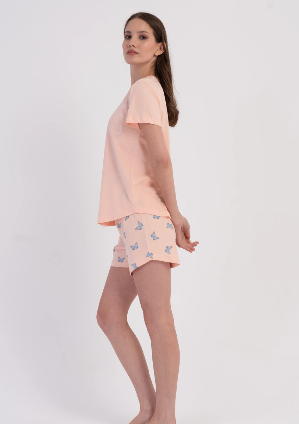 Piżama Damska Vienetta Butterfly Summer, Brzoskwiniowy M-XXL