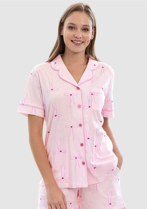Piżama Damska Pink Ribbon, Różowy, M-XL